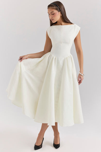 FARAH | Vestido midi con mangas casquillo