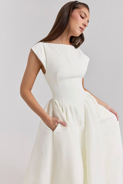FARAH | Vestido midi con mangas casquillo