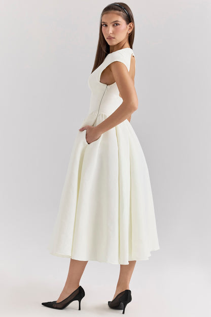 FARAH | Vestido midi con mangas casquillo
