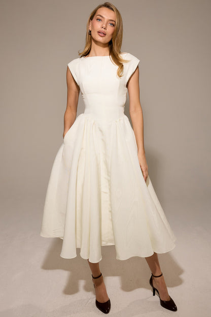 FARAH | Vestido midi con mangas casquillo