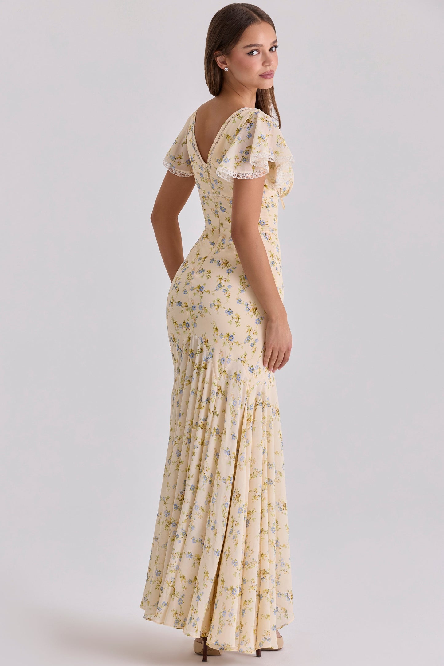JULIA | Vestido largo romántico con delicadas mangas con volantes
