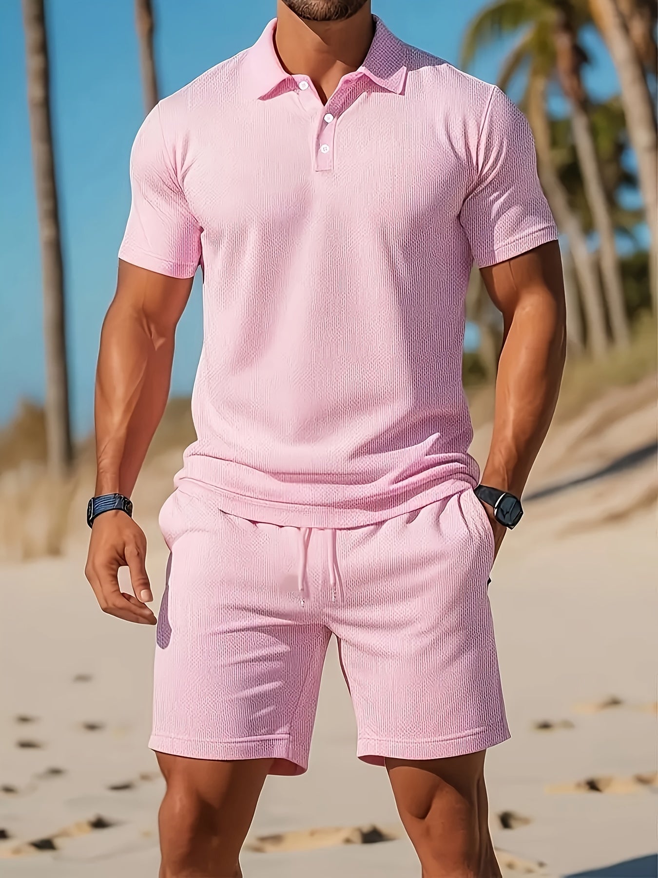 Eadric | Moderno Conjunto Verano Hombre Con Polo Y Pantalones Cortos