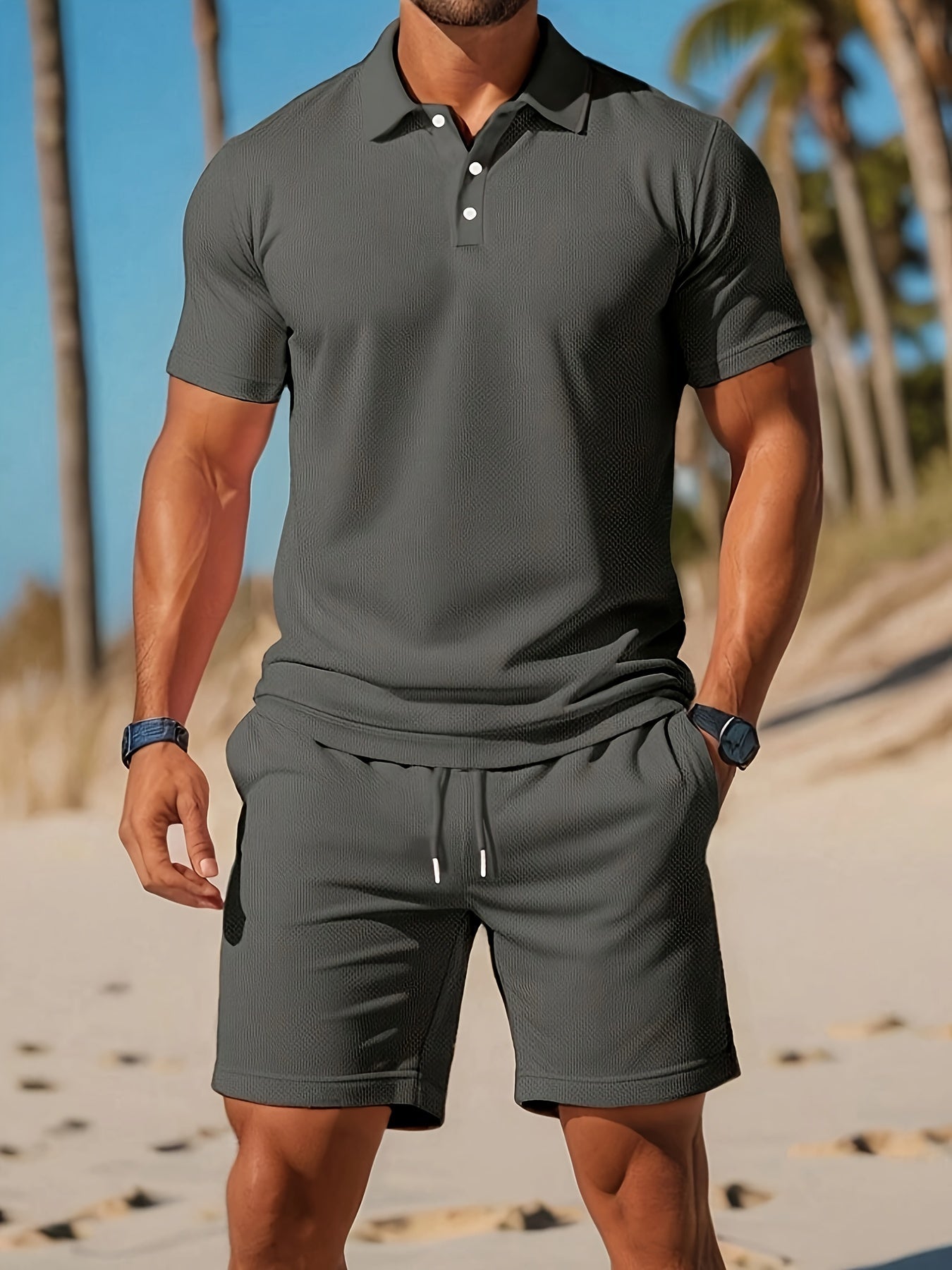 Eadric | Moderno Conjunto Verano Hombre Con Polo Y Pantalones Cortos