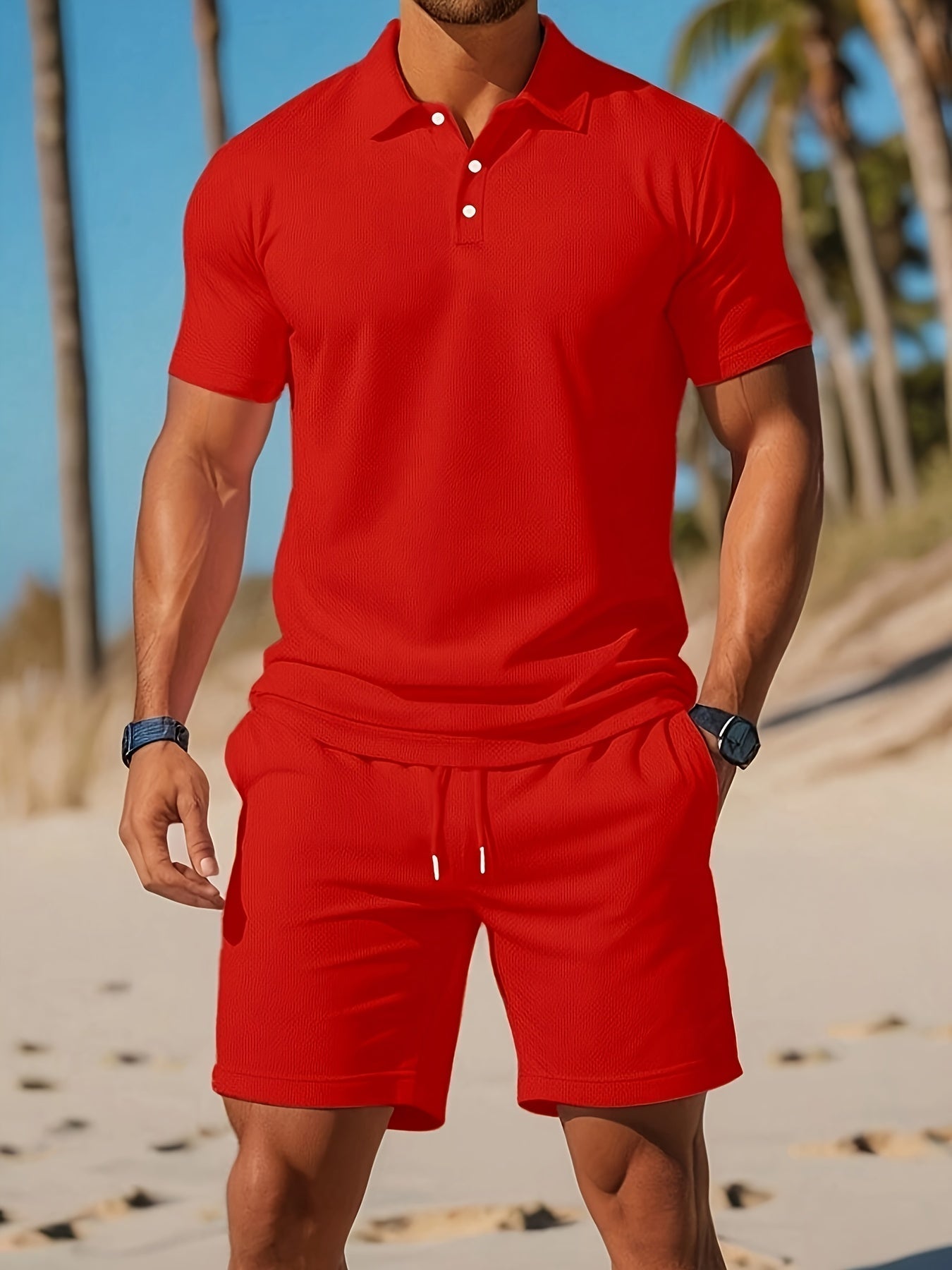 Eadric | Moderno Conjunto Verano Hombre Con Polo Y Pantalones Cortos