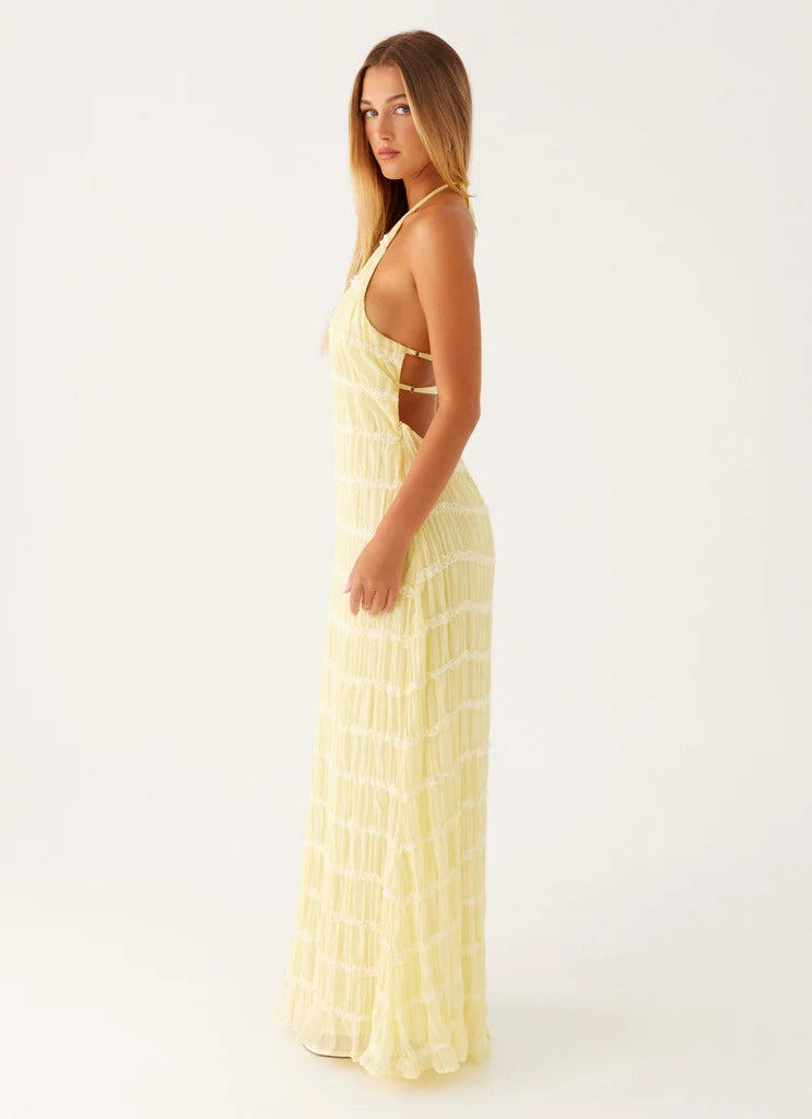 SANDRA | Elegante vestido largo con cuello halter