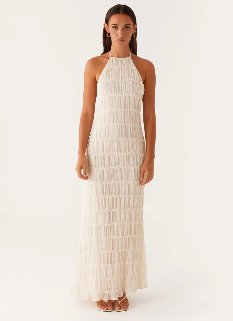 SANDRA | Elegante vestido largo con cuello halter