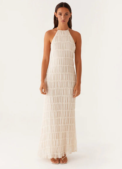 SANDRA | Elegante vestido largo con cuello halter