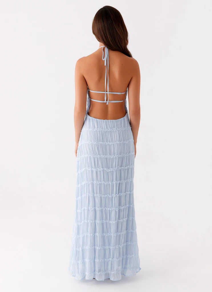 SANDRA | Elegante vestido largo con cuello halter
