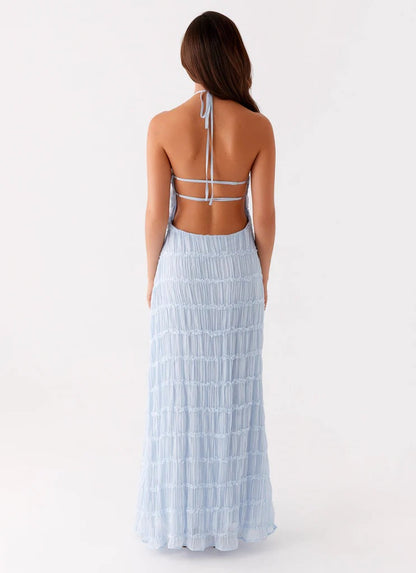 SANDRA | Elegante vestido largo con cuello halter