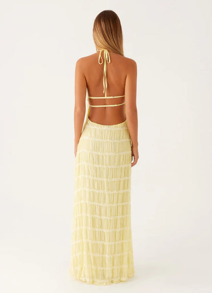SANDRA | Elegante vestido largo con cuello halter