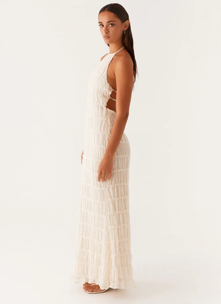 SANDRA | Elegante vestido largo con cuello halter