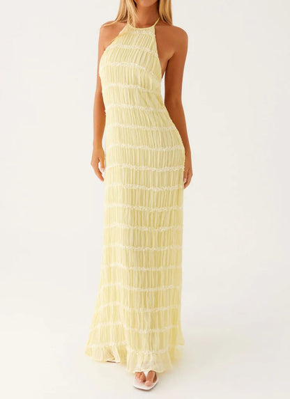 SANDRA | Elegante vestido largo con cuello halter