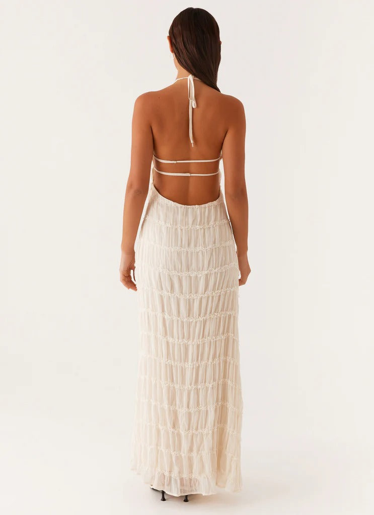 SANDRA | Elegante vestido largo con cuello halter