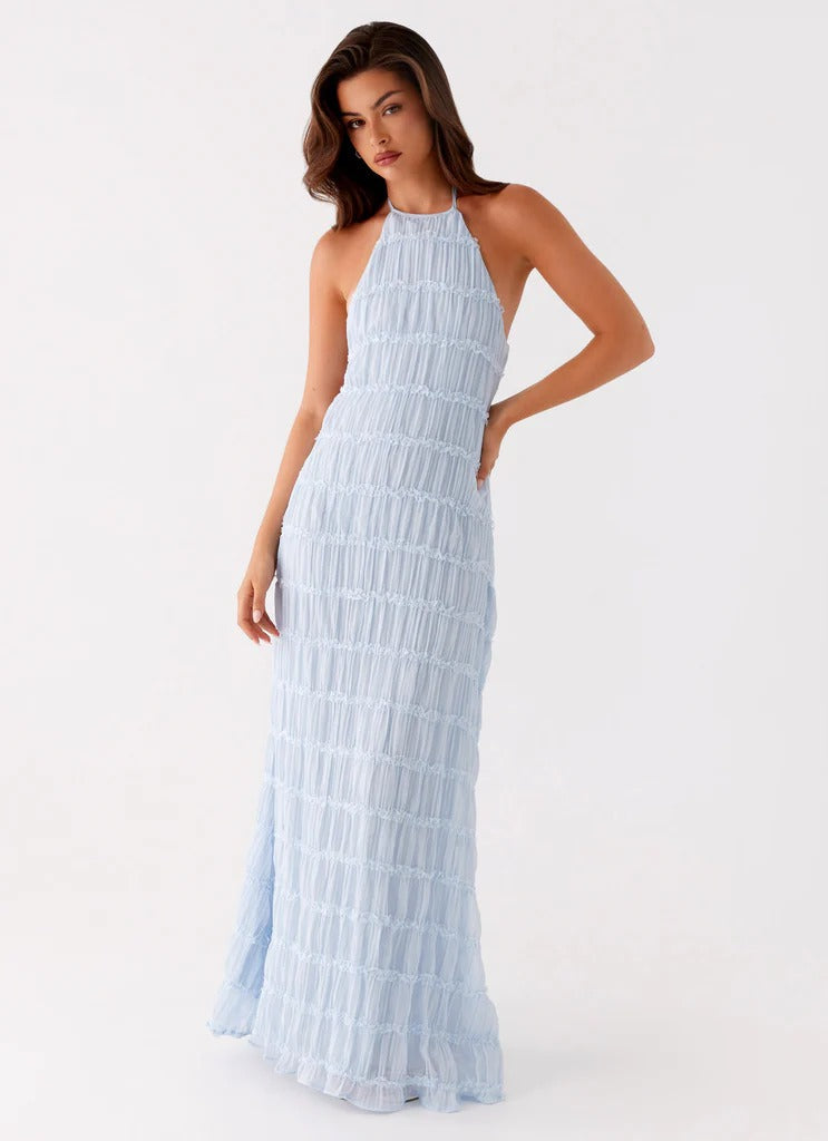 SANDRA | Elegante vestido largo con cuello halter