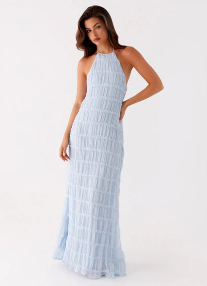 SANDRA | Elegante vestido largo con cuello halter