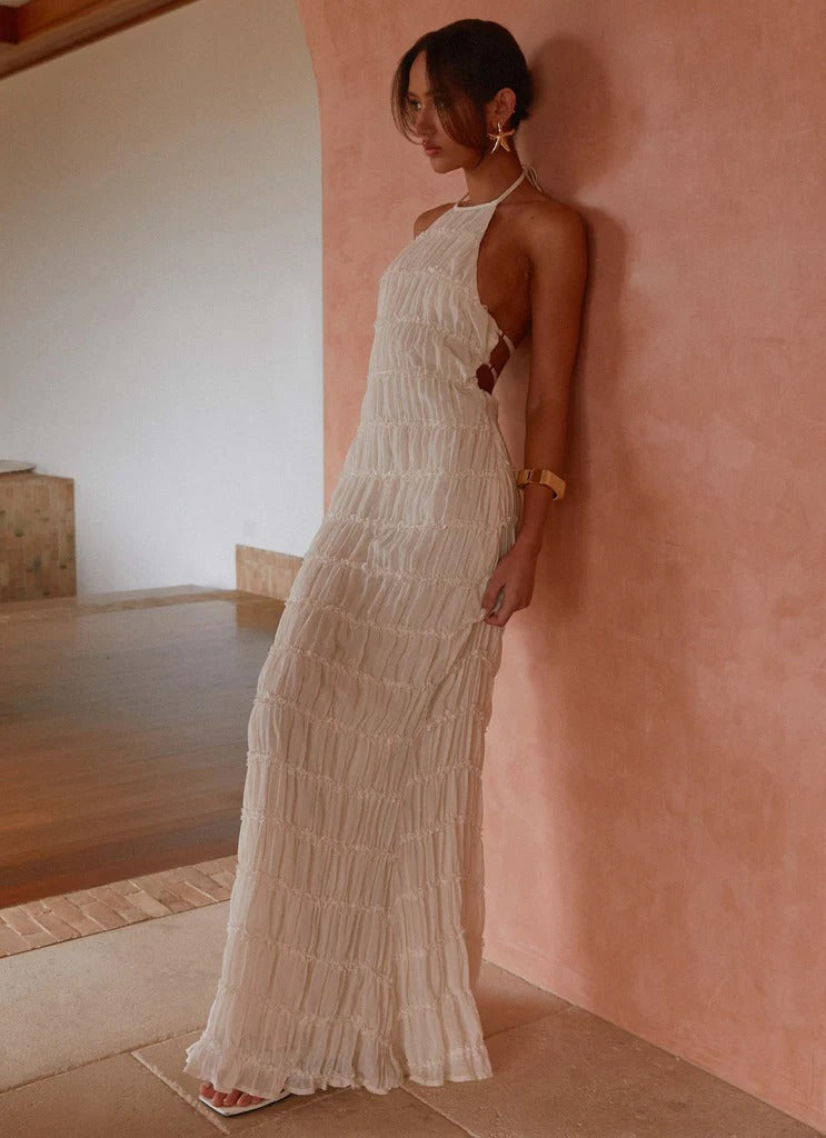 SANDRA | Elegante vestido largo con cuello halter