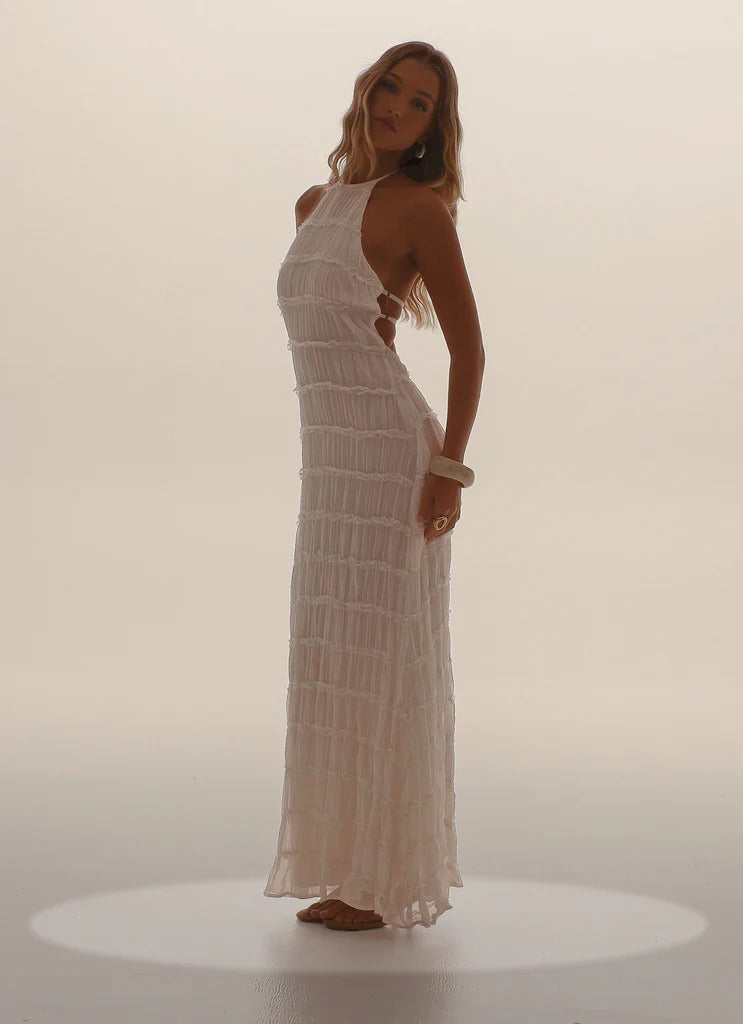 SANDRA | Elegante vestido largo con cuello halter