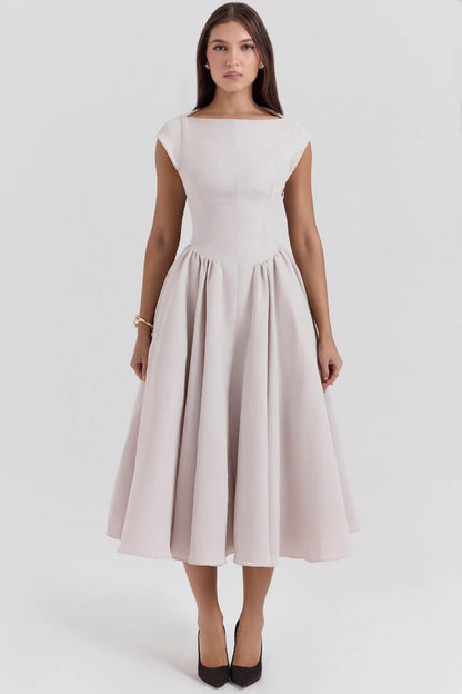 FARAH | Vestido midi con mangas casquillo