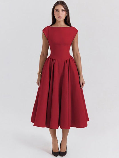 FARAH | Vestido midi con mangas casquillo