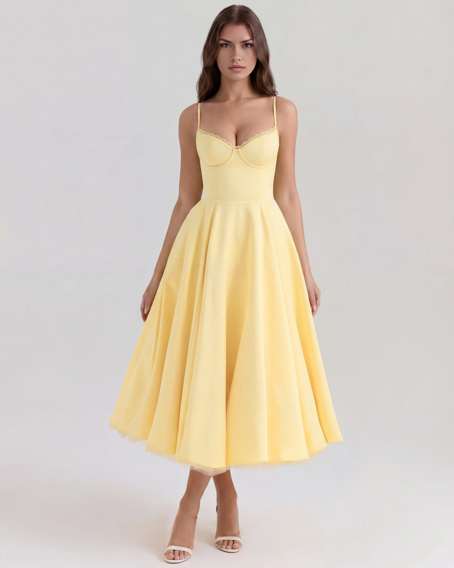 SELENE | Elegante vestido midi con tirantes finos