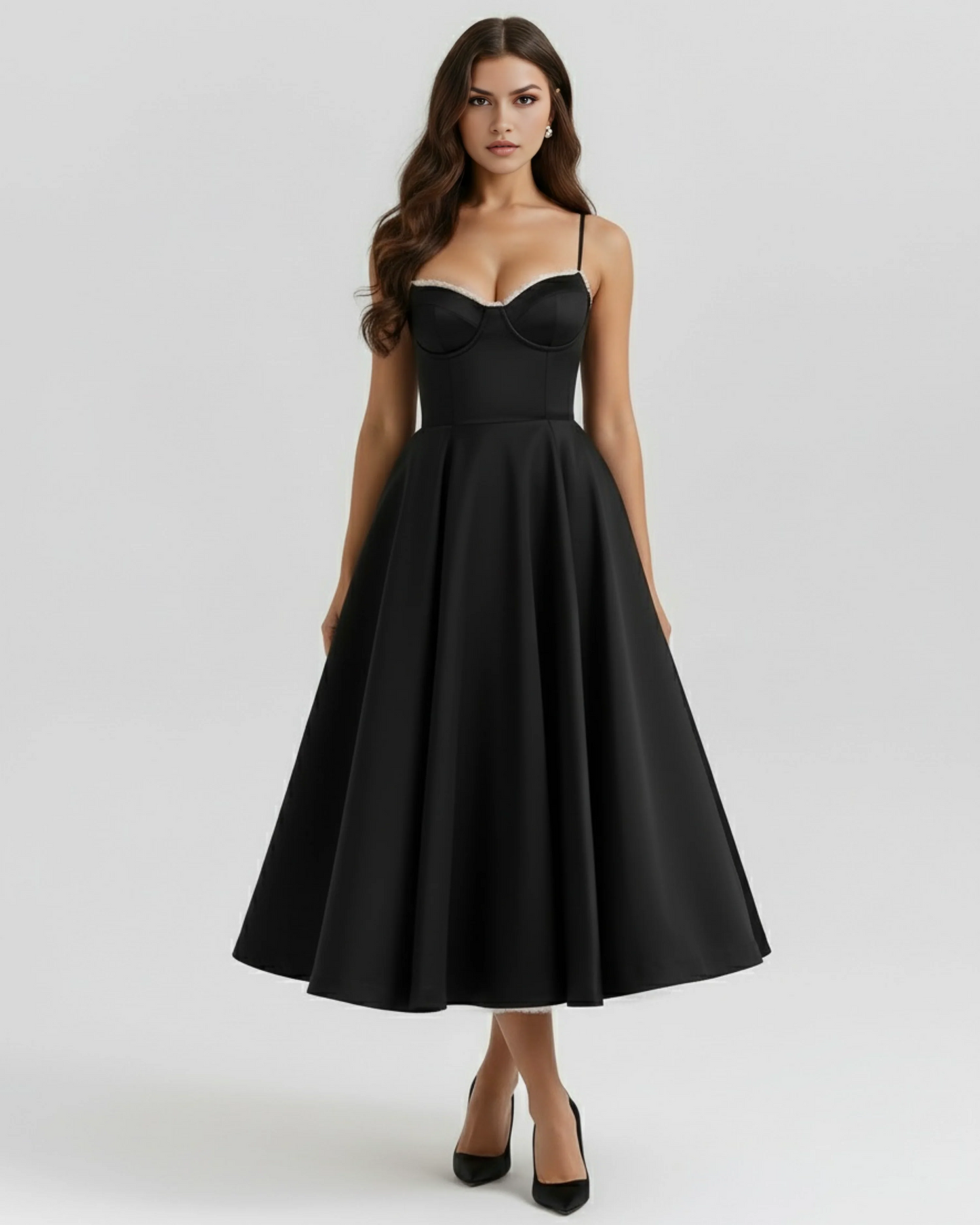 SELENE | Elegante vestido midi con tirantes finos