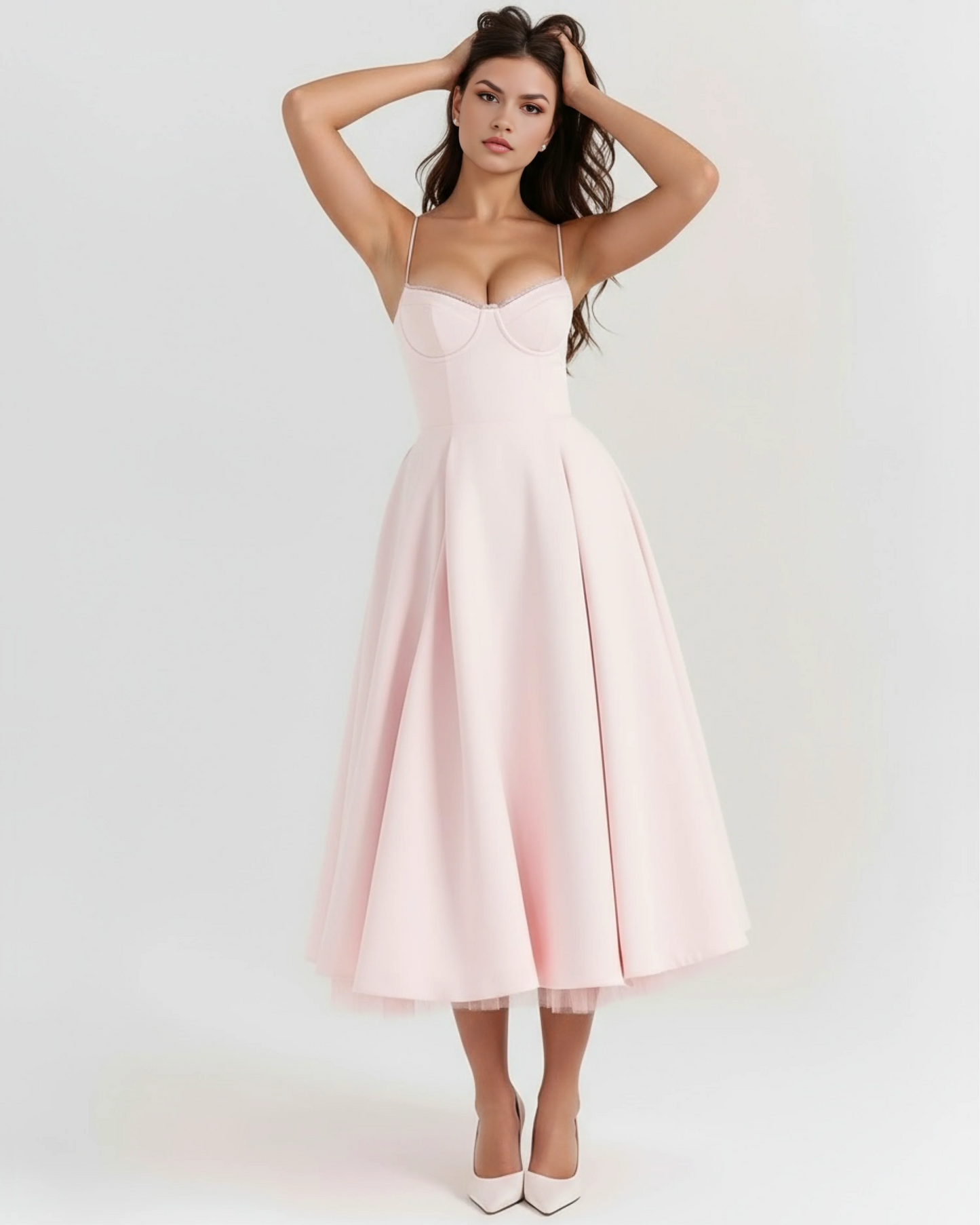 SELENE | Elegante vestido midi con tirantes finos
