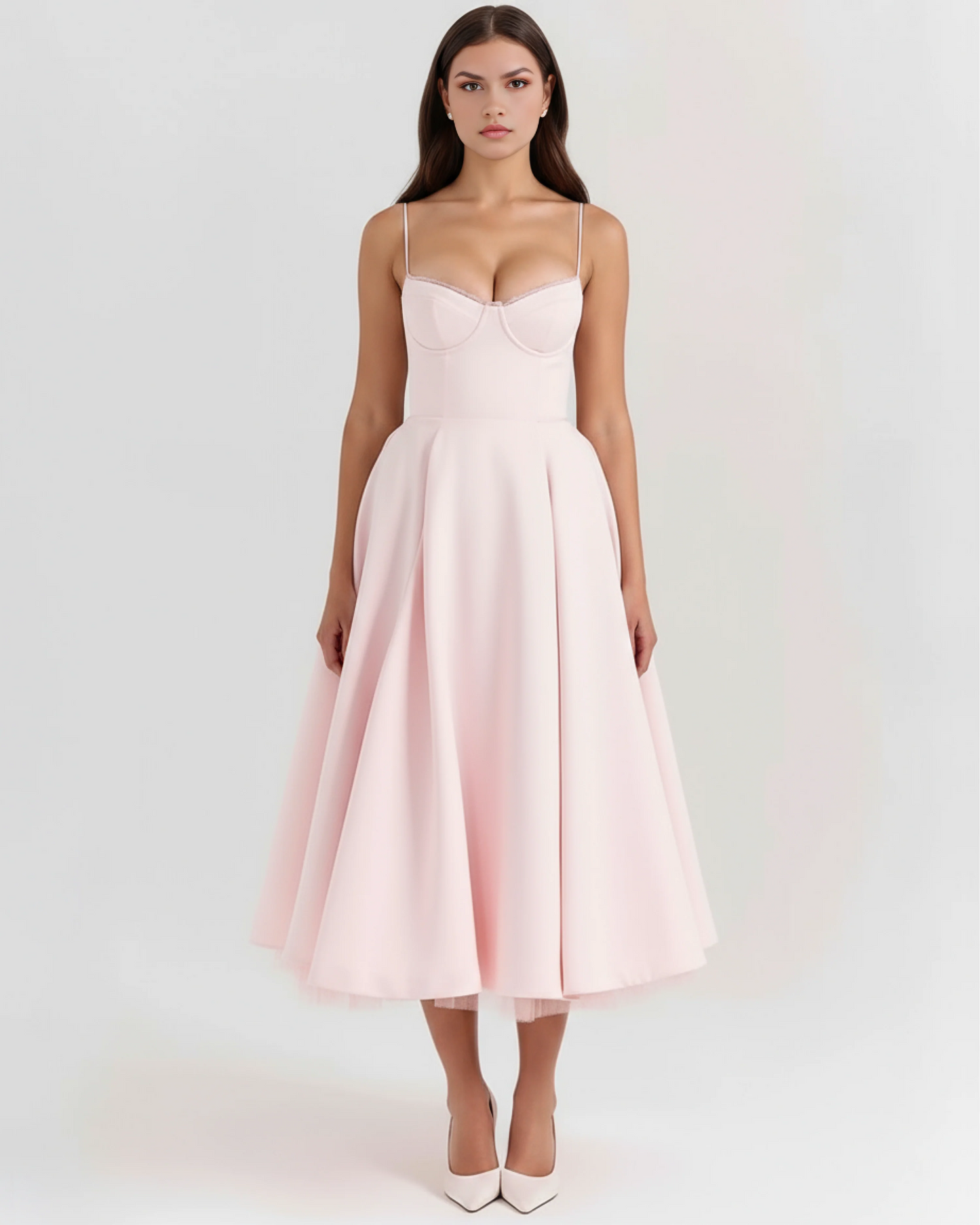 SELENE | Elegante vestido midi con tirantes finos